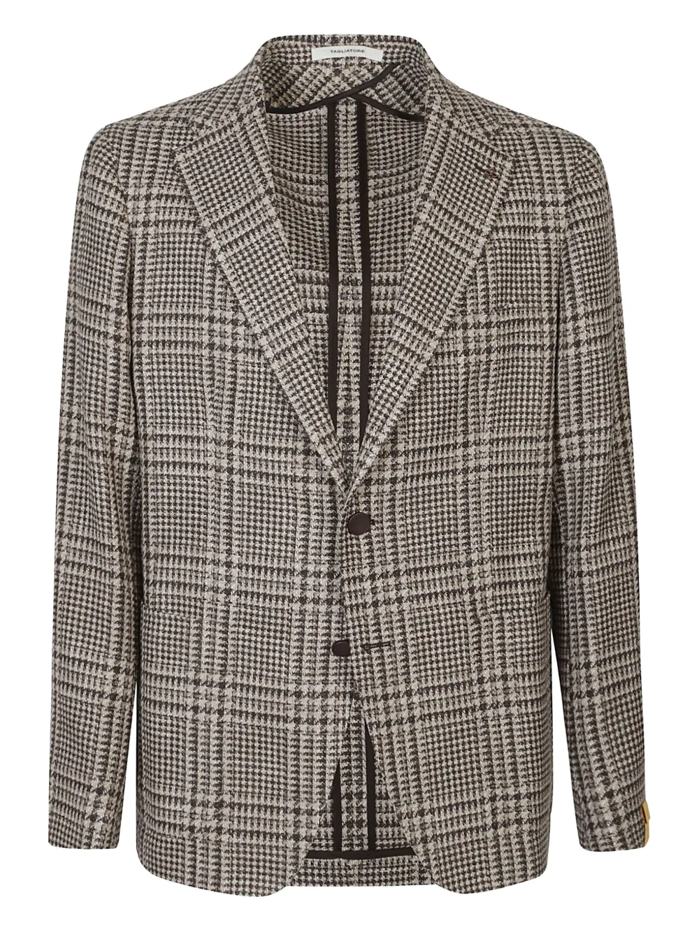 Tagliatore Checked Single-breasted Jacket In Brown