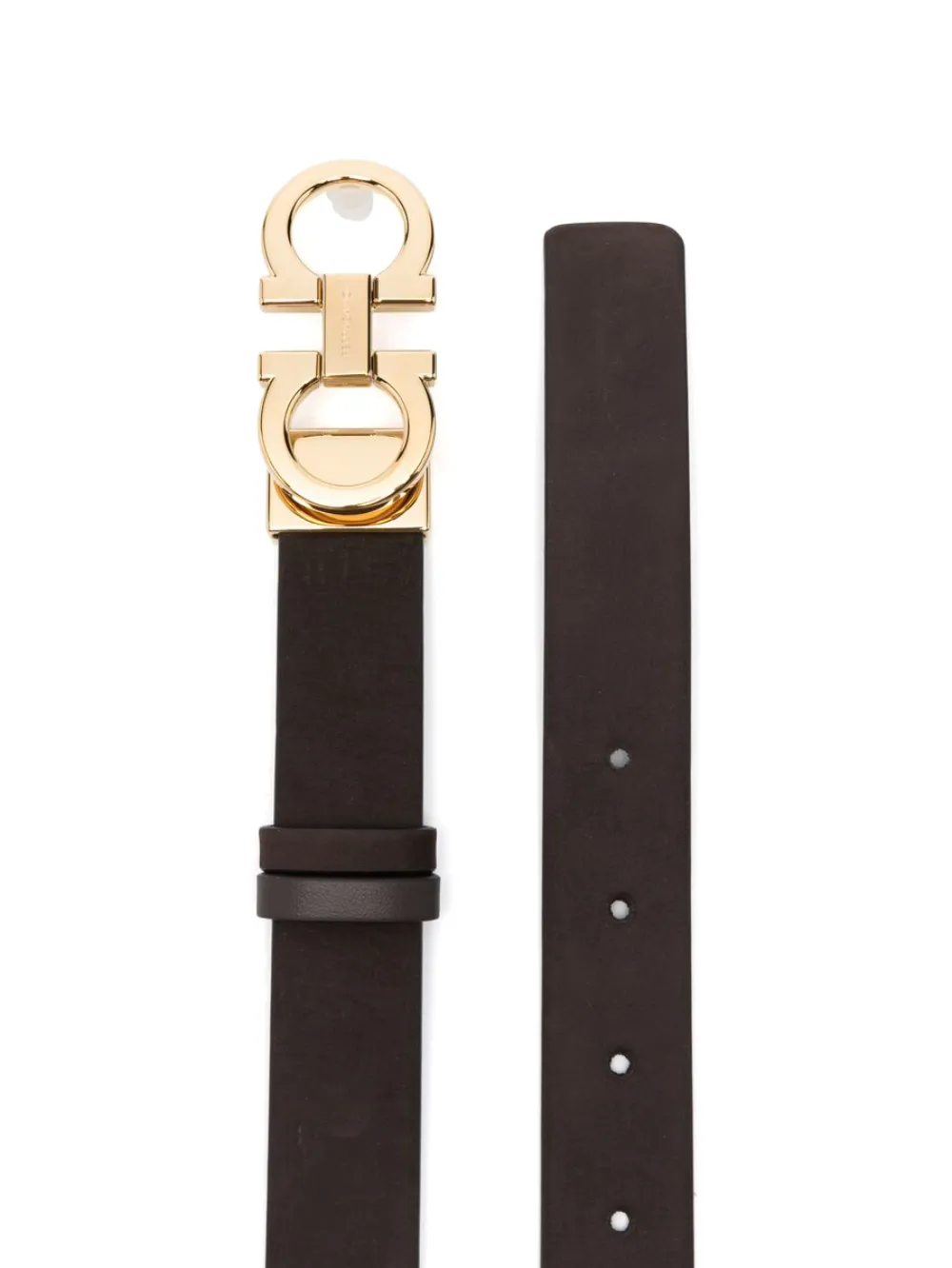  Ferragamo Gancini Suede Belt - Brown 