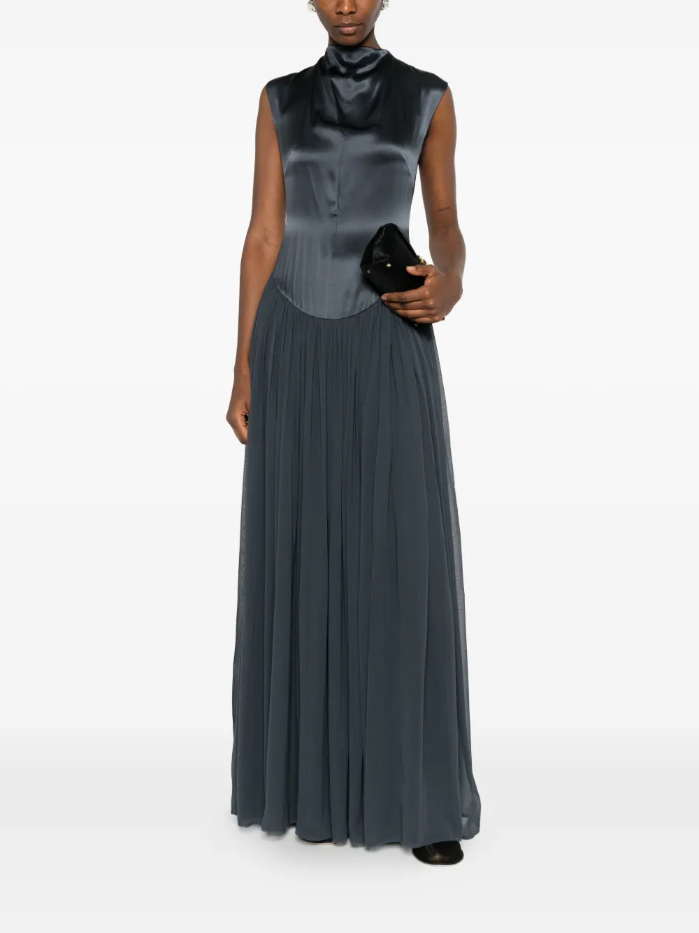 TOVE gathered silk maxi dress - Zwart