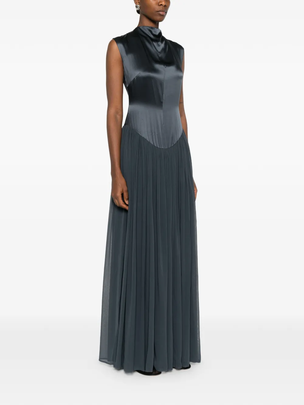 Tove Gathered Silk Maxi Dress - Black 
