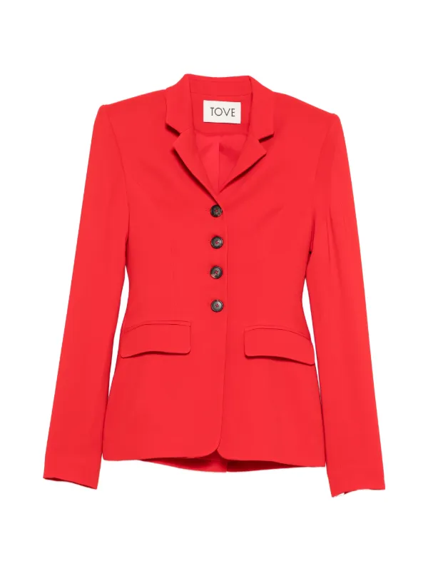 Tove Merl Buttoned Flap-pocket Blazer in Red