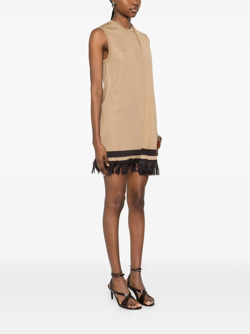 Ferragamo Mni-jurk met franje Beige