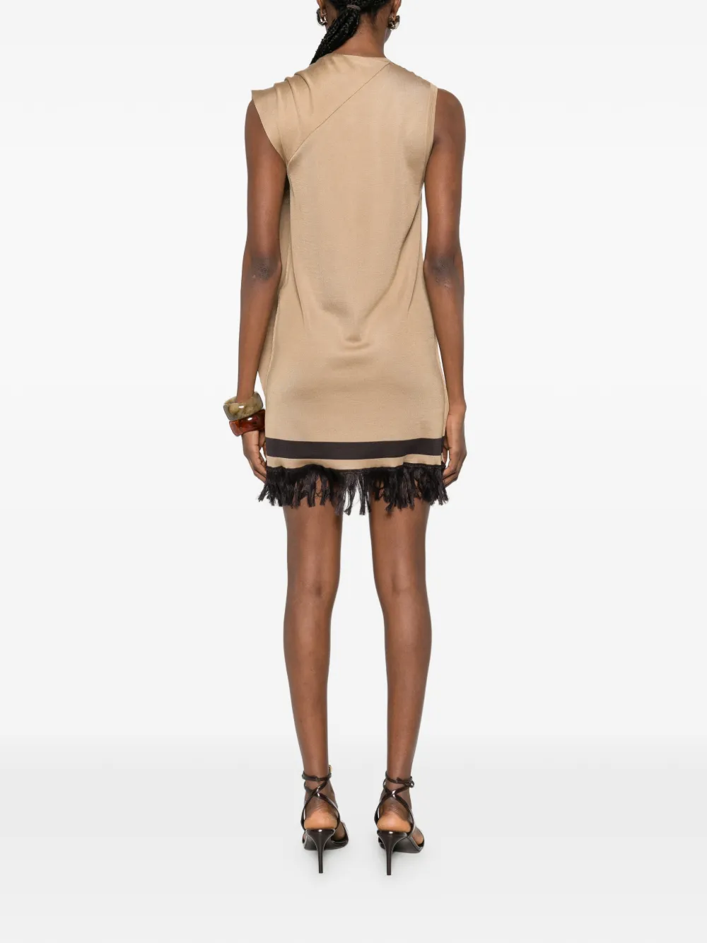 Ferragamo Mni-jurk met franje Beige