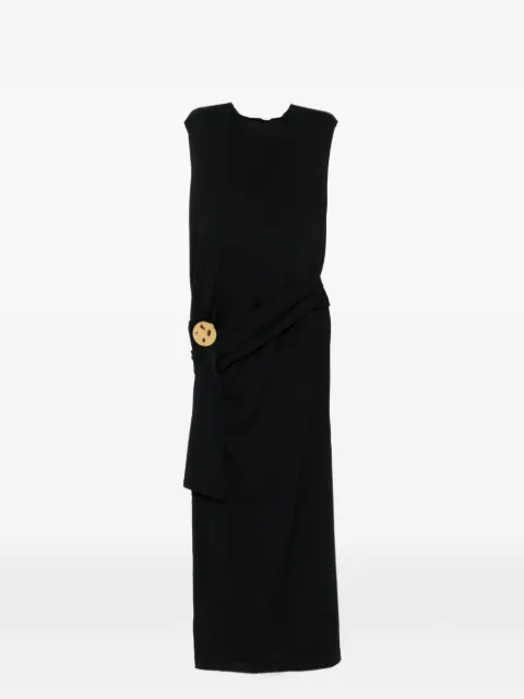 Jil Sander vestido largo con diseño drapeado y cuello en V