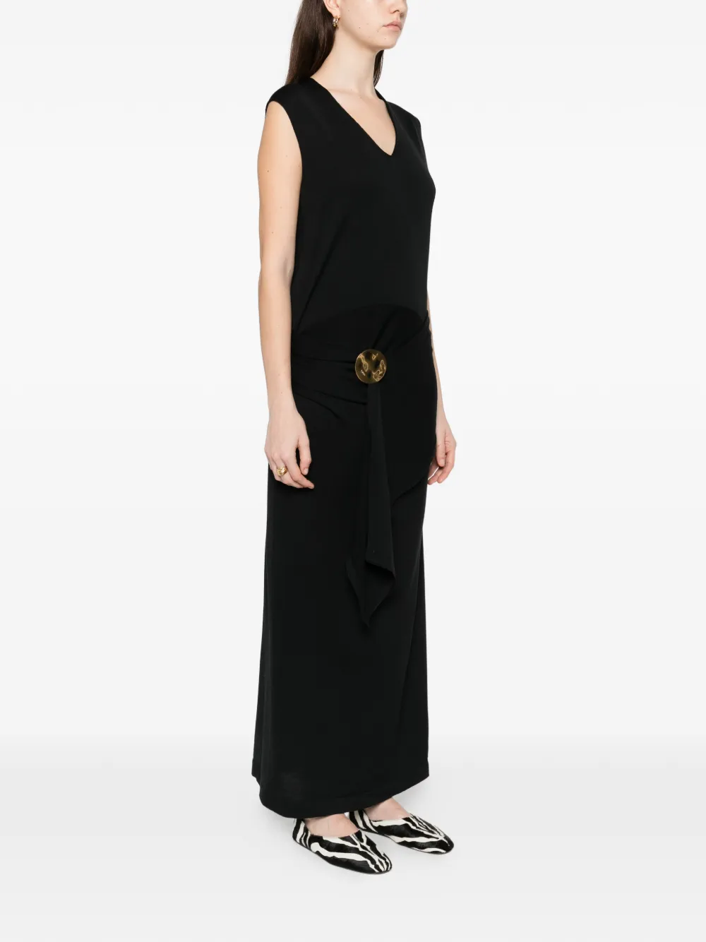 Jil Sander Gedrapeerde maxi-jurk Zwart