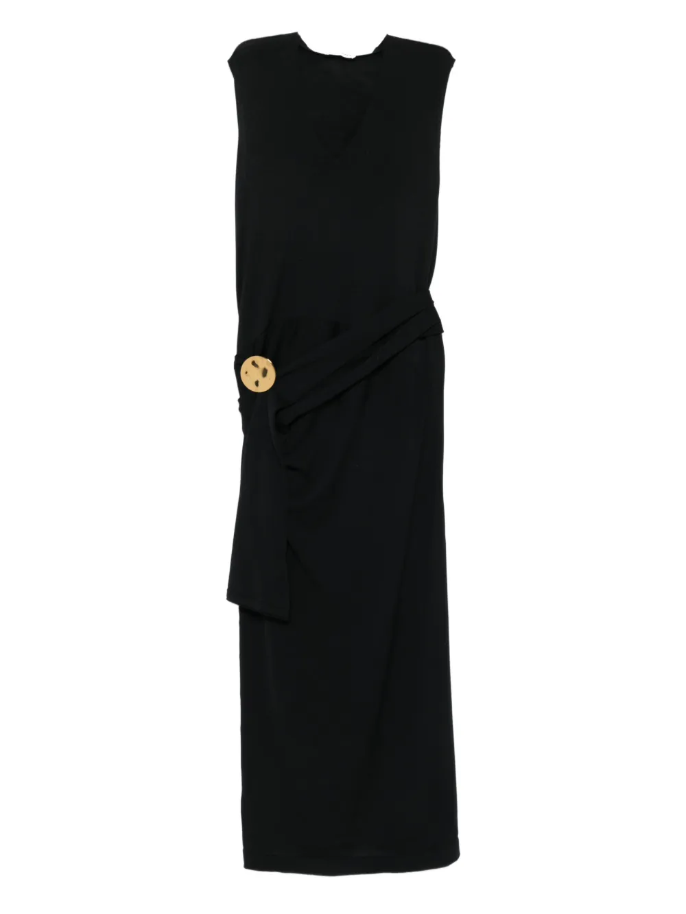 Jil Sander V-neck draped maxi dress - Nero