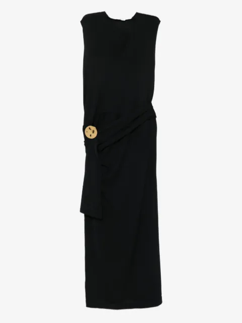 Jil Sander vestido largo con diseño drapeado y cuello en V