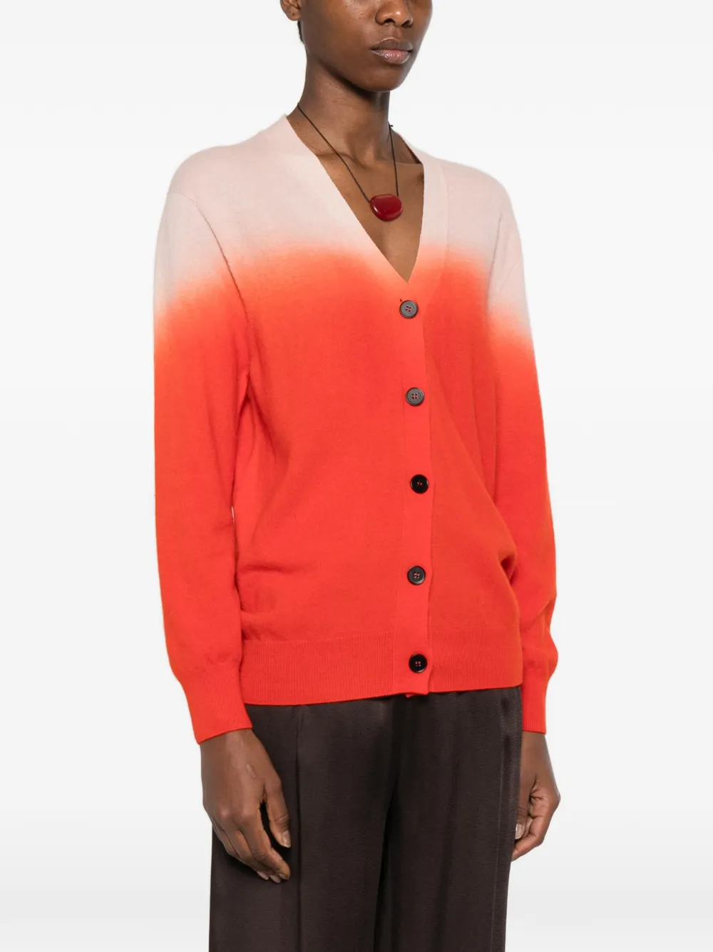  Jil Sander V-neck Gradient Buttoned Cardigan - Orange 