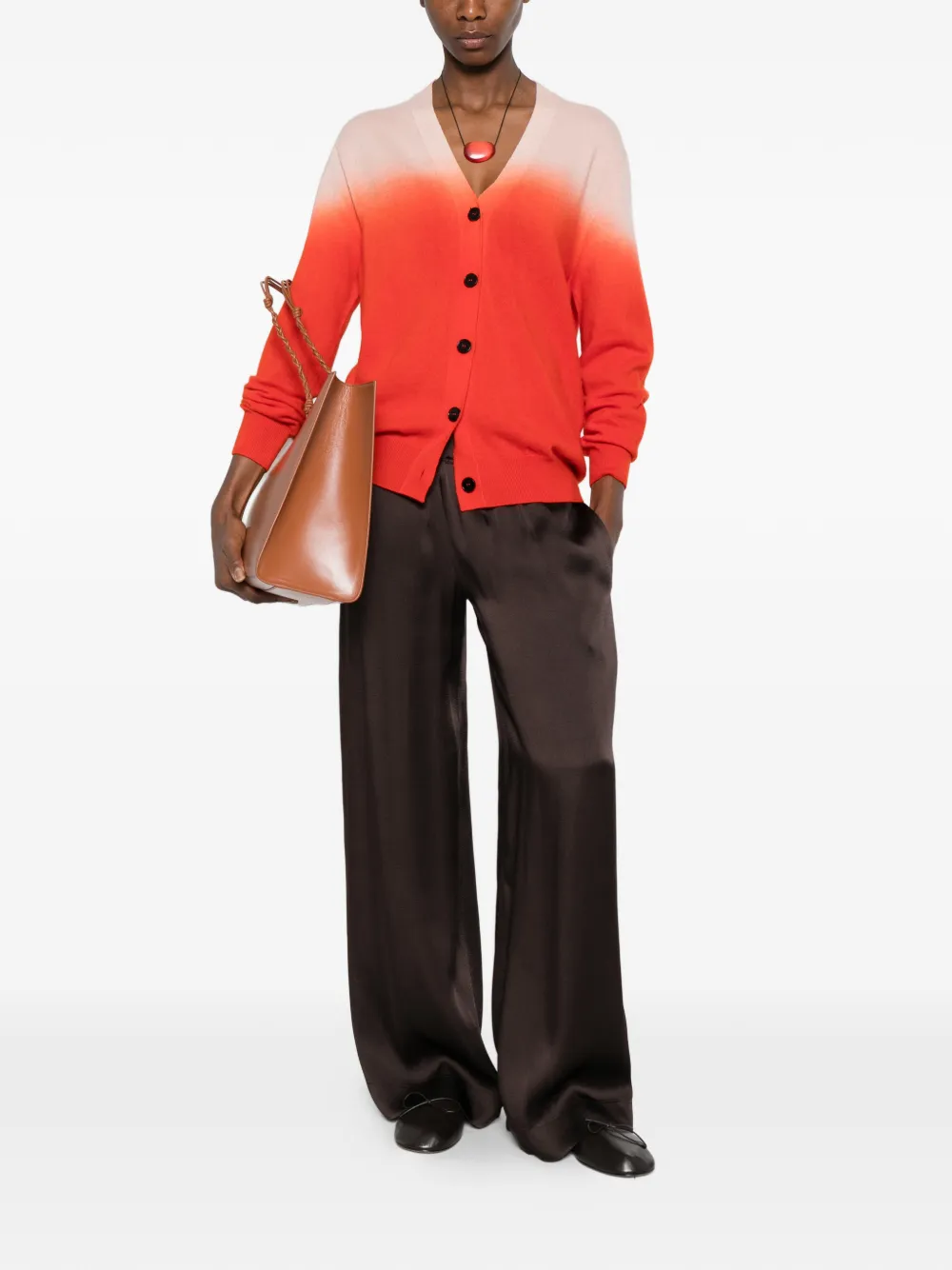  Jil Sander V-neck Gradient Buttoned Cardigan - Orange 