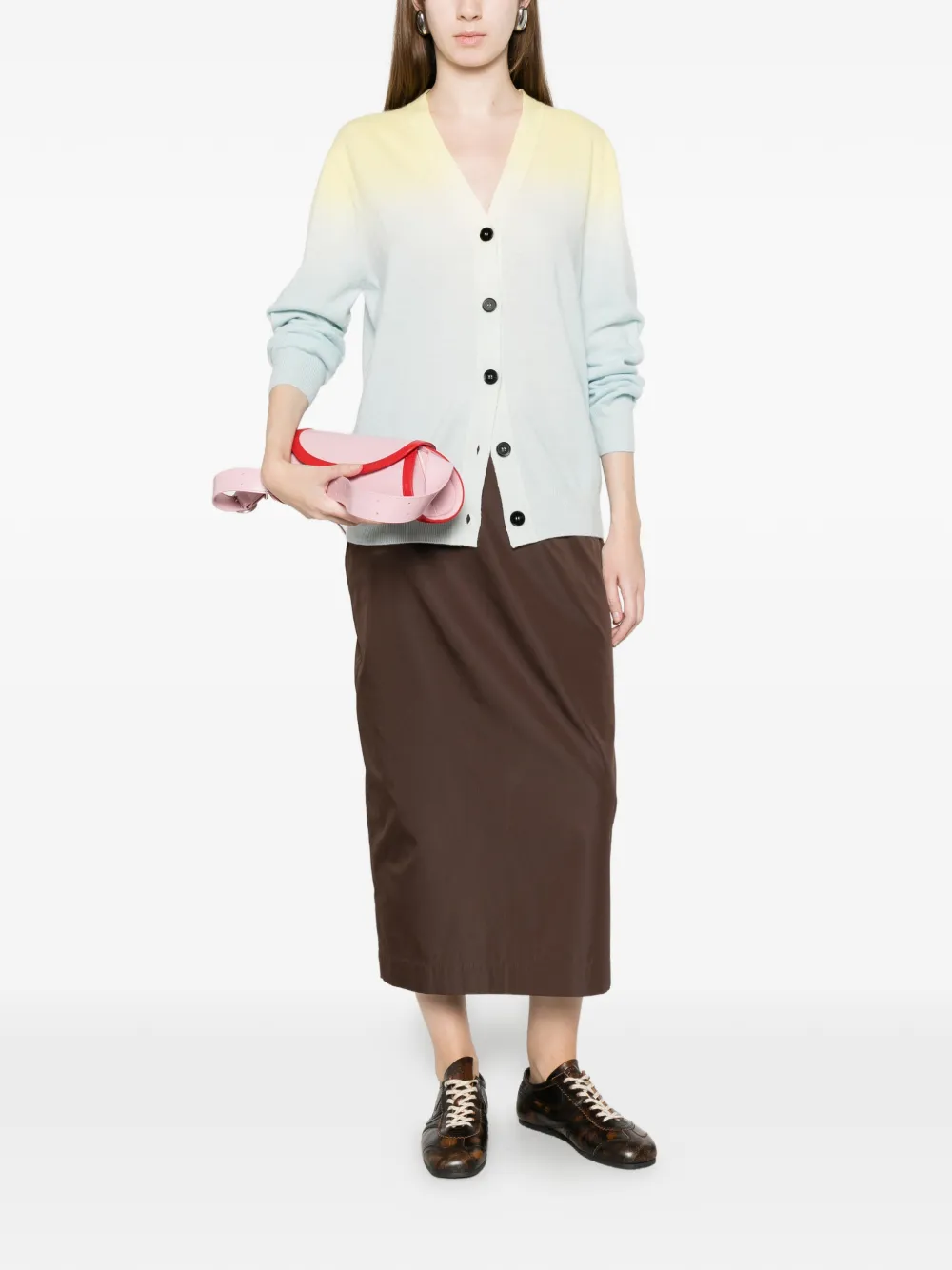  Jil Sander Buttoned Gradient Cardigan - Blue 