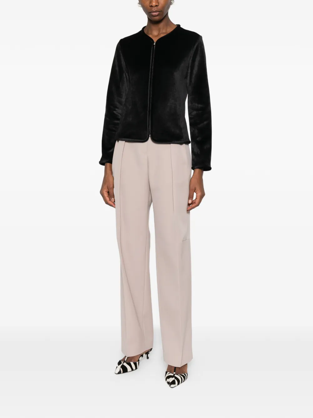  Jil Sander Zip-up Velvet Jacket - Black 