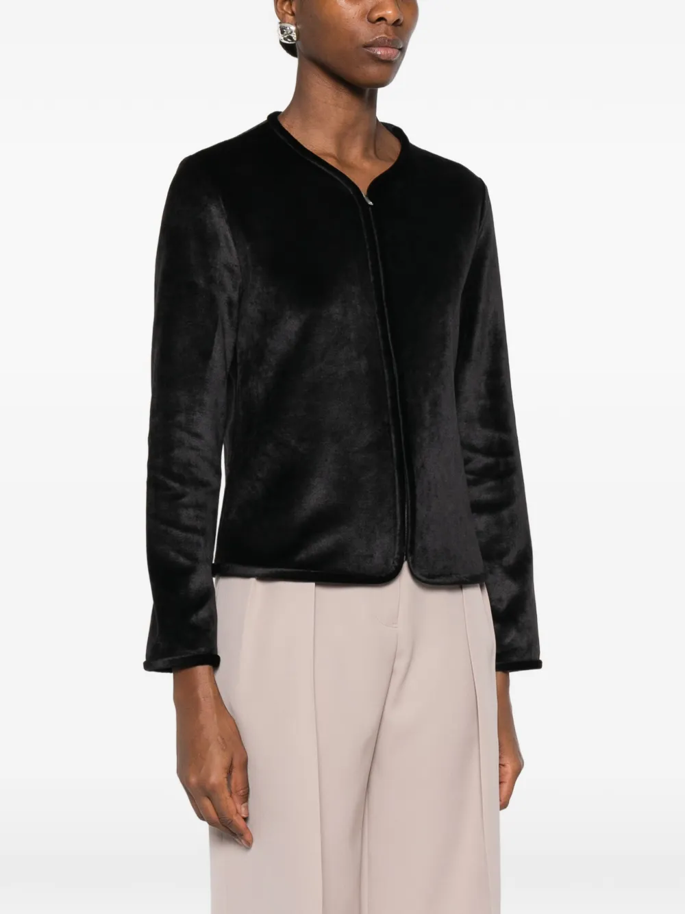  Jil Sander Zip-up Velvet Jacket - Black 