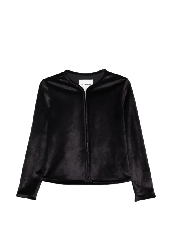 Jil Sander Zip-up Velvet Jacket in Black