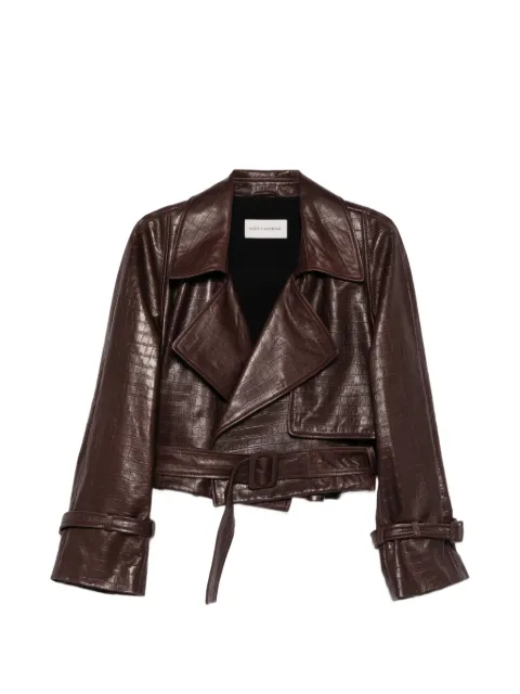 Nour Hammour Haiti Croco belted leather jacket