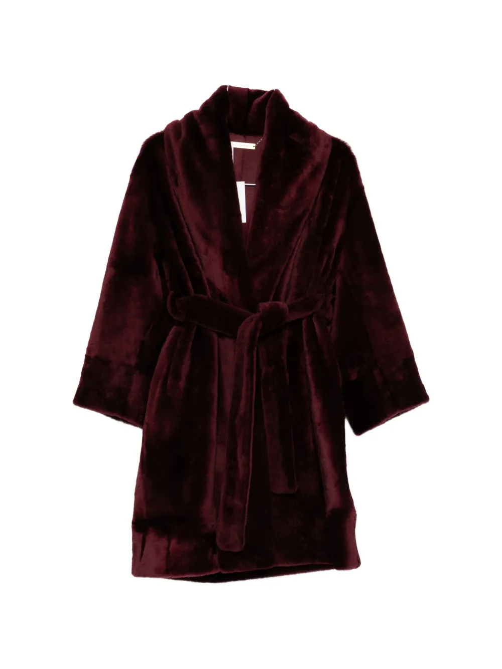 Nour Hammour Juno belted fur coat - Rosso