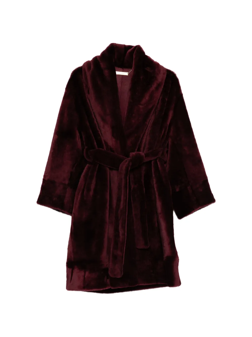 Nour Hammour Juno belted fur coat - Rosso
