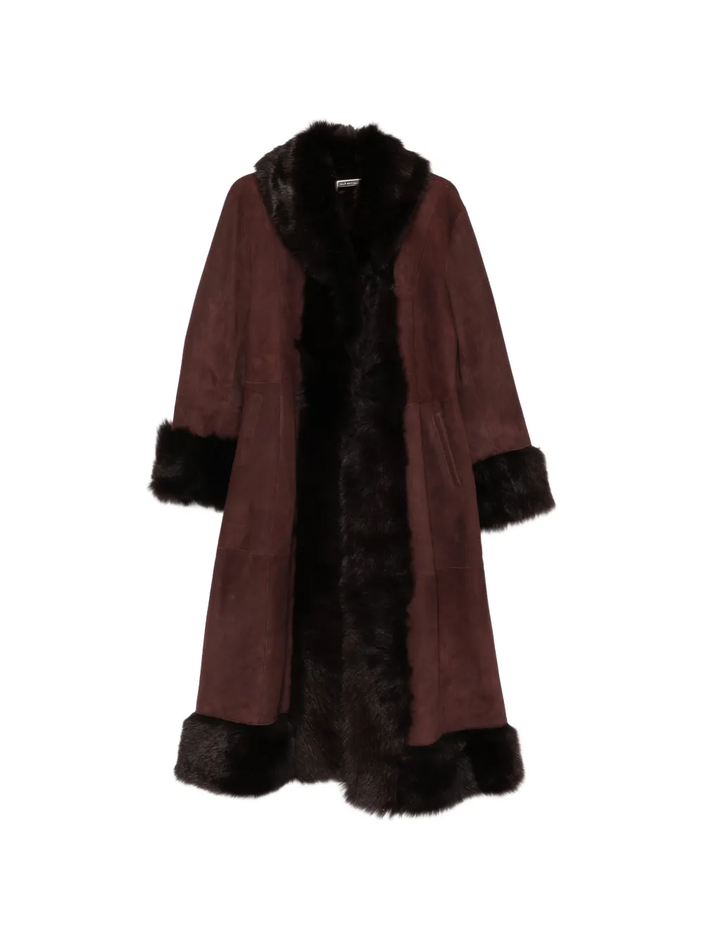 Nour Hammour Kaya single-breasted fur coat - Marrone
