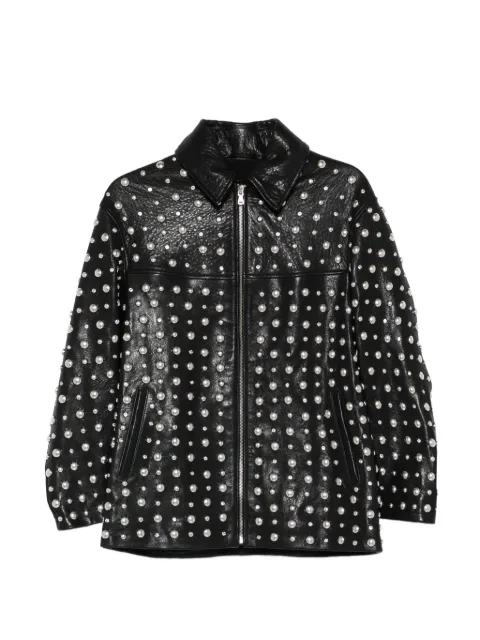 Nour Hammour studded zip leather jacket