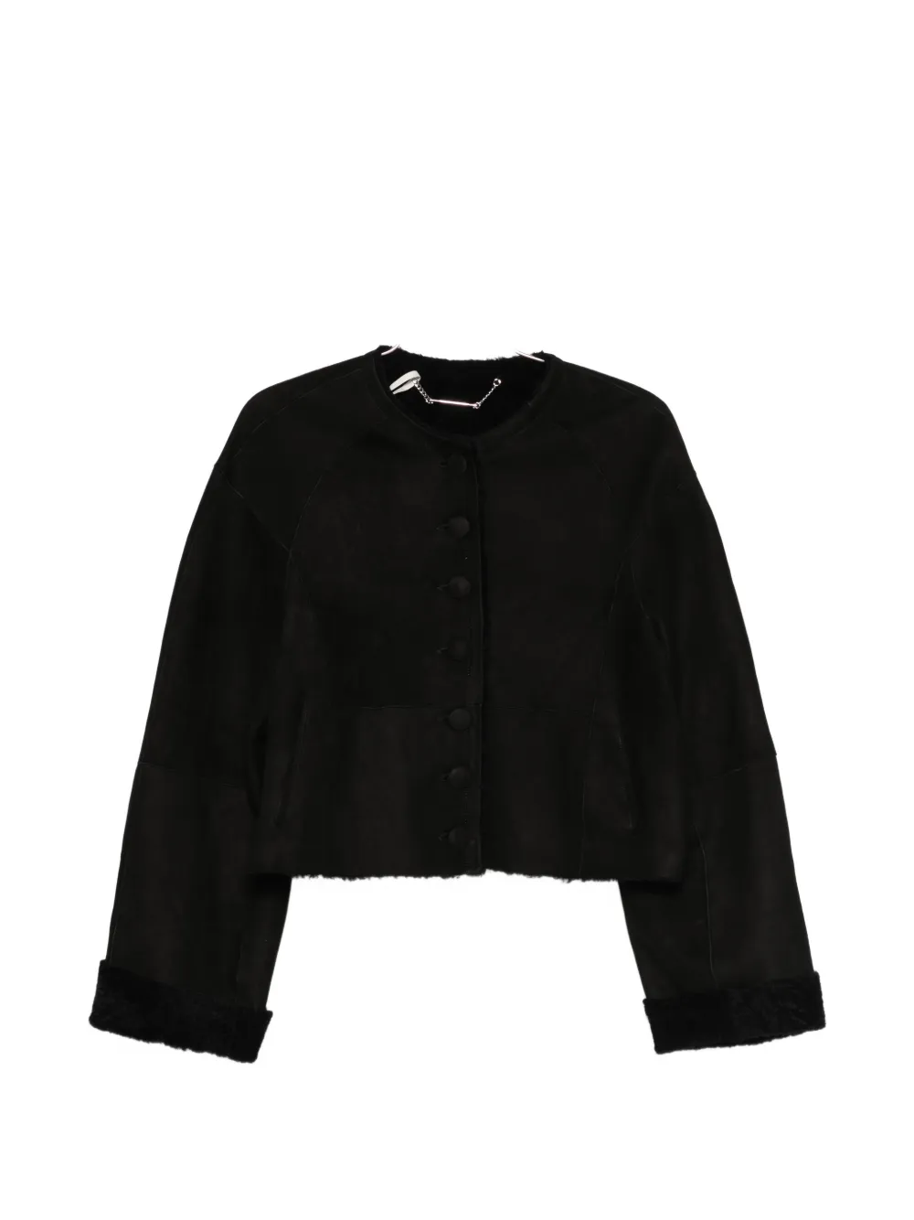 Nour Hammour Willow Buttoned Leather Jacket In Black