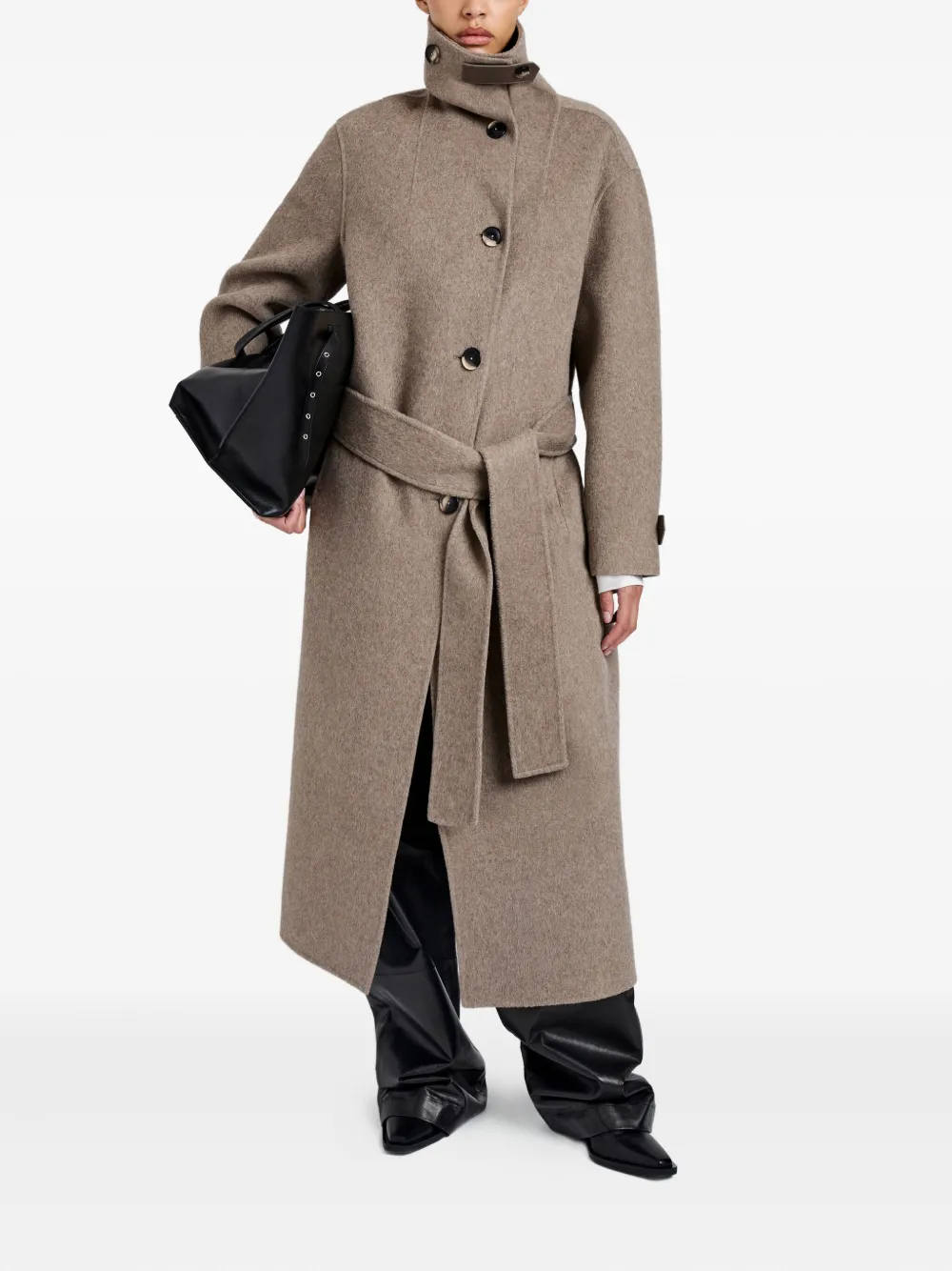 Proenza Schouler White Label Corey Belted Coat In Neutral