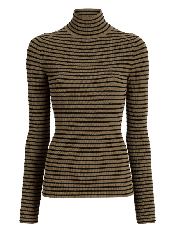 Proenza Schouler Didi Striped Turtleneck Top in Green