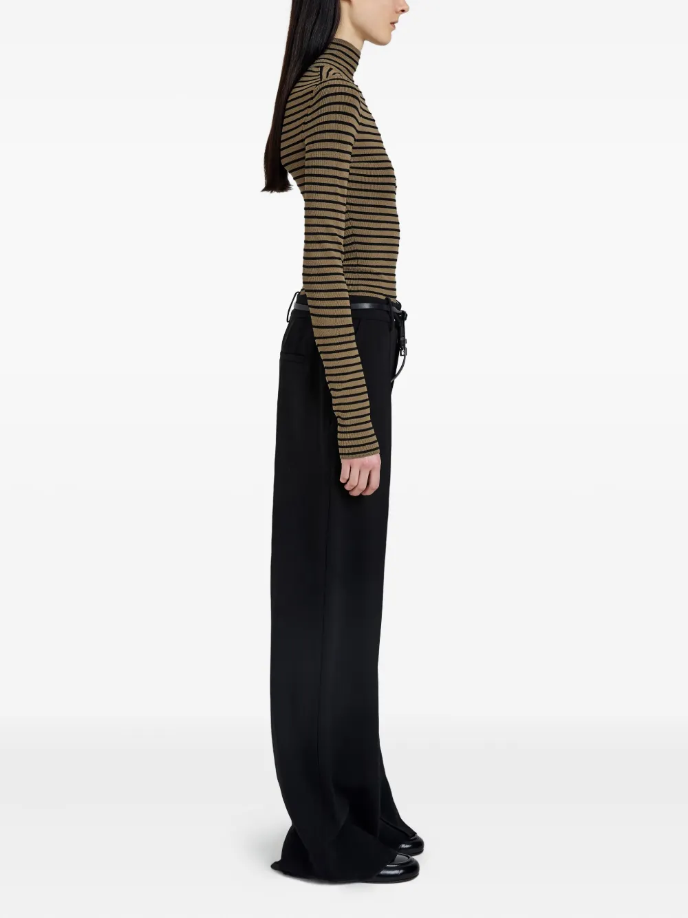 Proenza Schouler Didi Striped Turtleneck Top In Brown