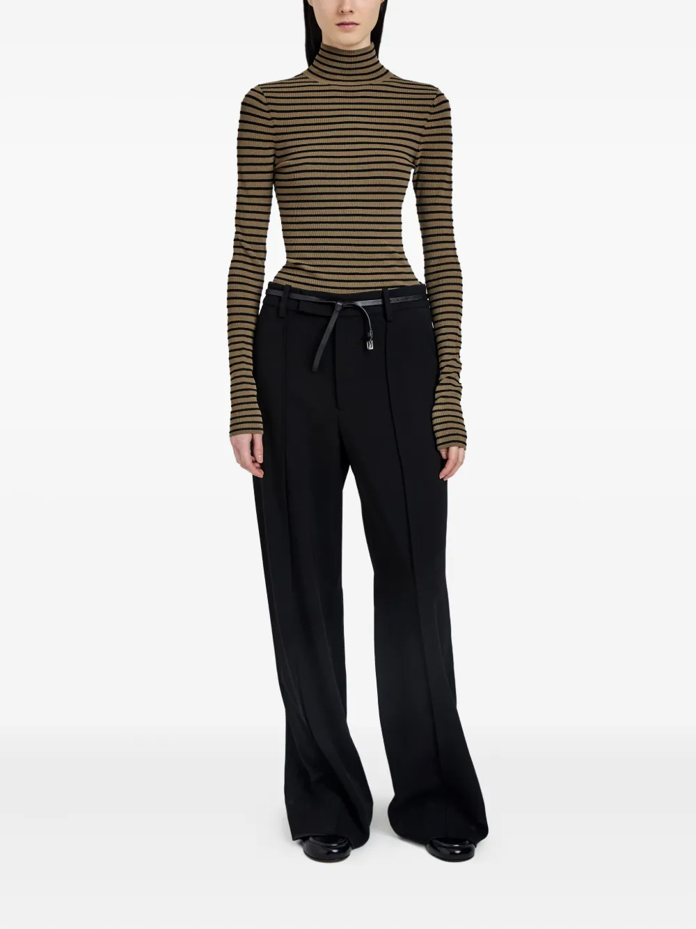 Proenza Schouler Didi Striped Turtleneck Top In Brown
