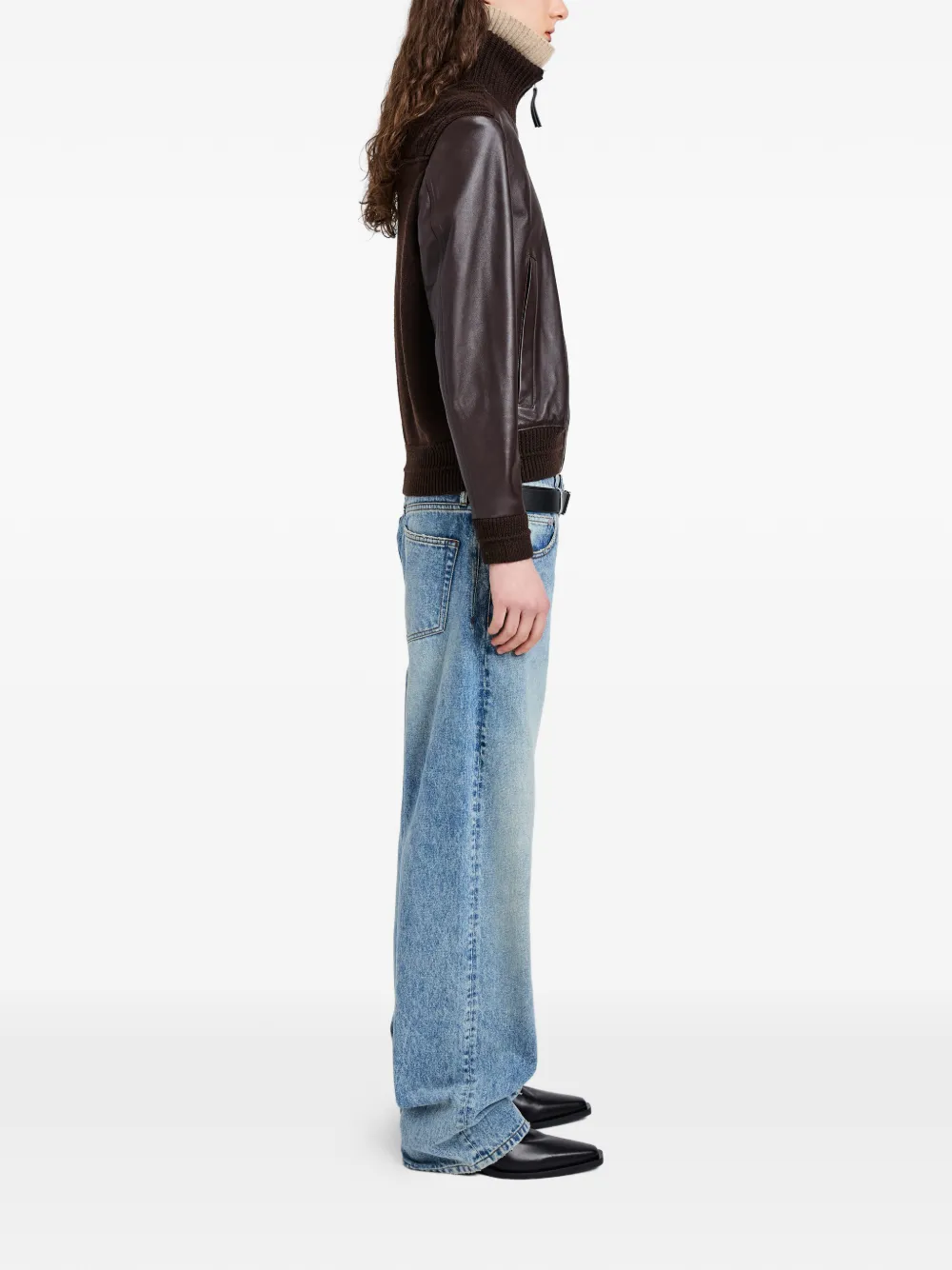 Proenza Schouler White Label Elenora leren jack met vlakken Bruin