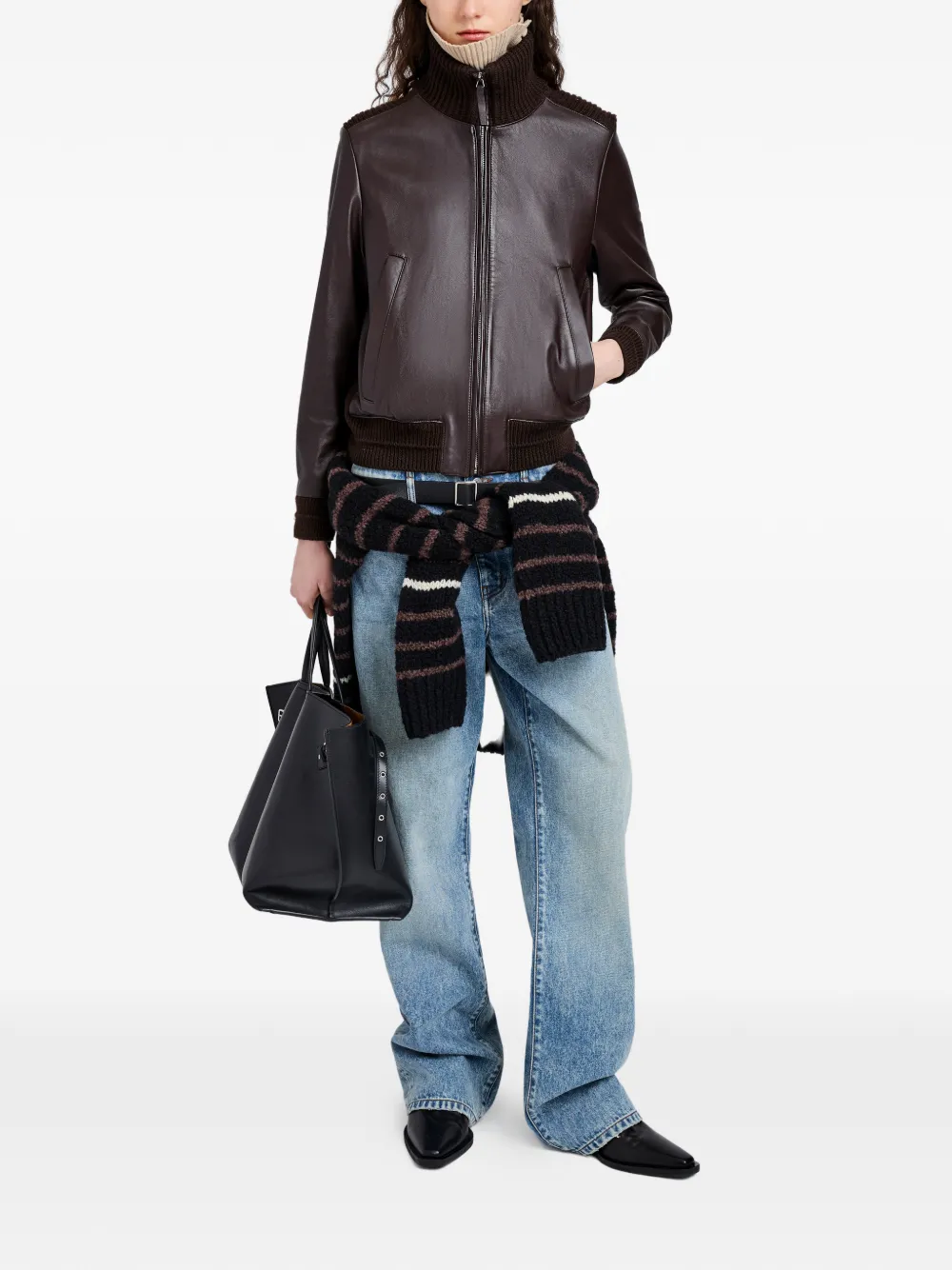 Proenza Schouler White Label Elenora leren jack met vlakken Bruin