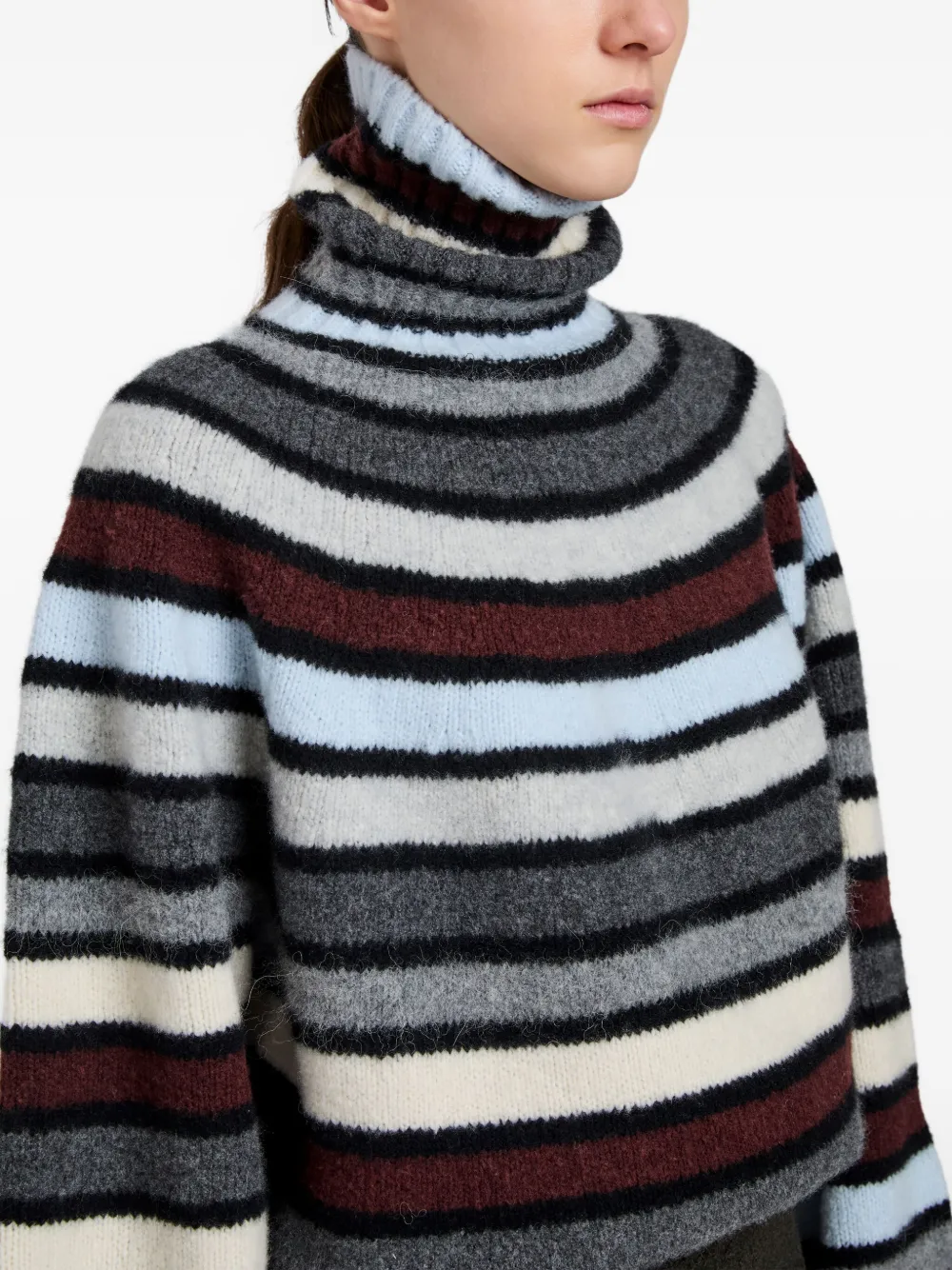 Proenza Schouler Danea Stripe Cashmere Blend Turtleneck Sweater In Multi