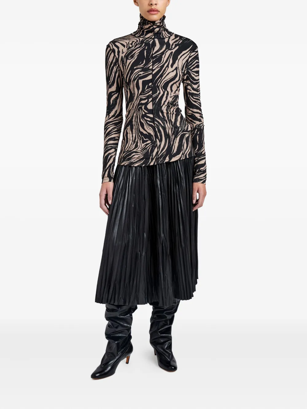 Proenza Schouler White Label Audrey Marble-print Top In Animal Print