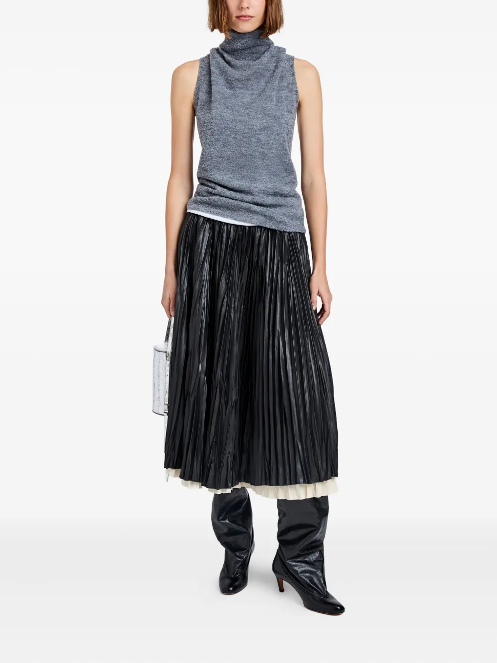 Proenza Schouler White Label Cynthia Top In Wool Jersey Grey Melange In Gray