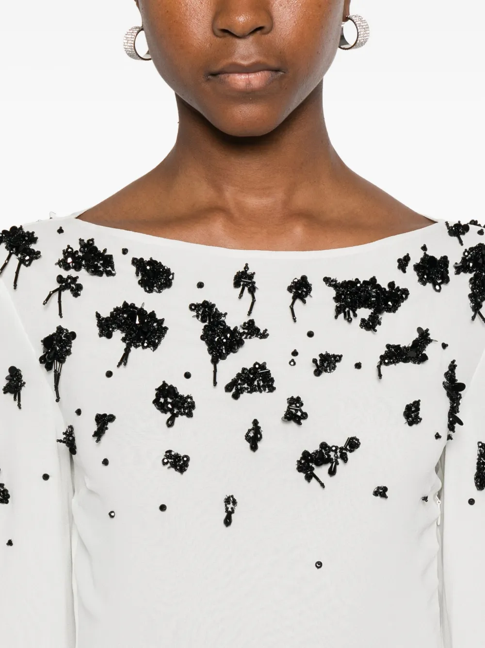 Alberta Ferretti Jurk met lange mouwen en kralen Wit