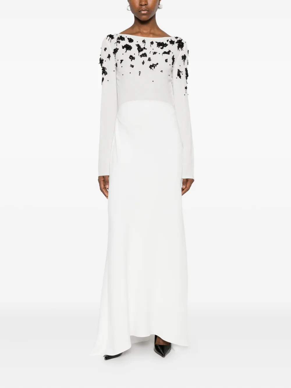Alberta Ferretti Jurk met lange mouwen en kralen - Wit