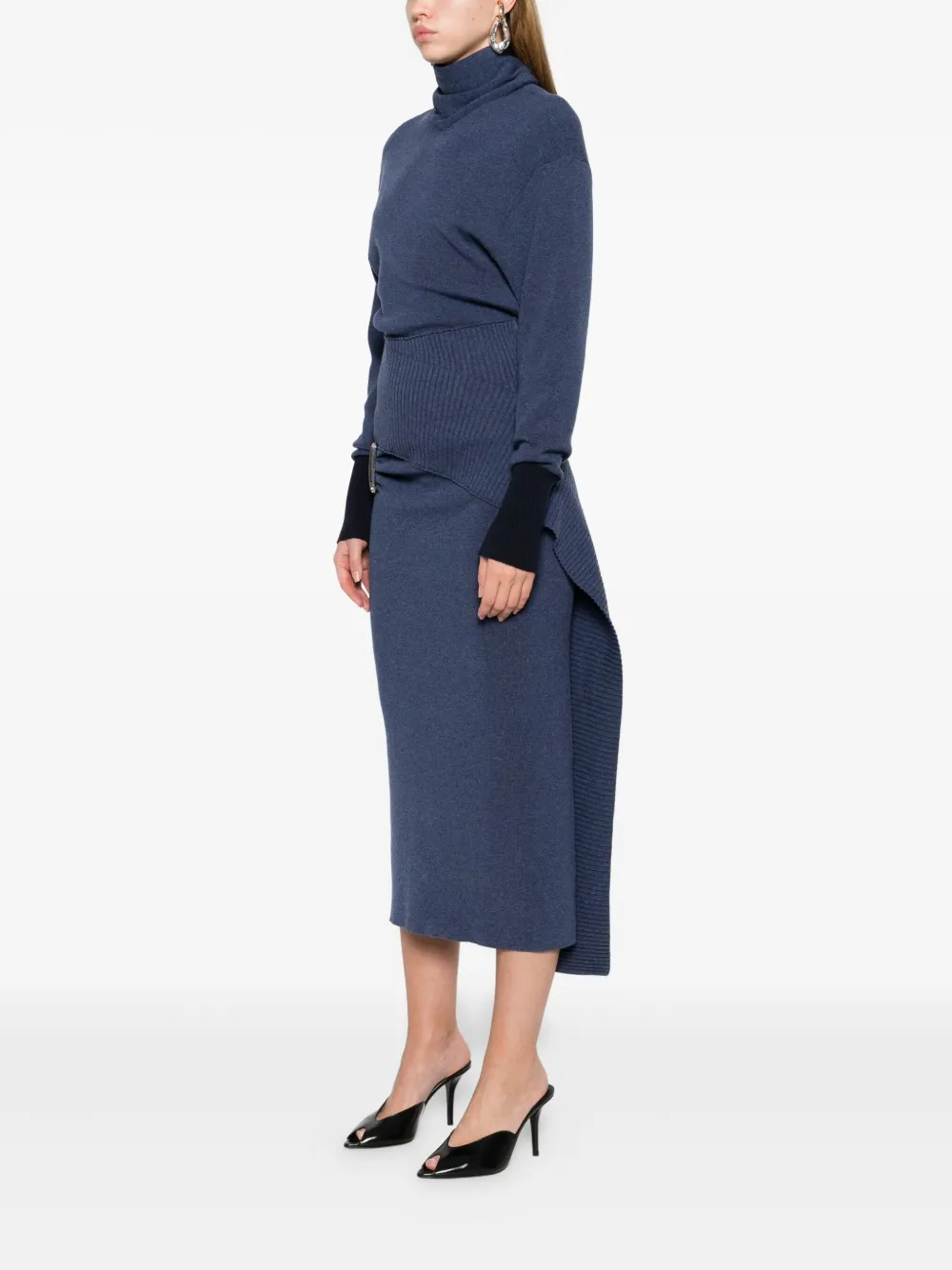 Lanvin Jurk met veiligheidsspeld en col Blauw