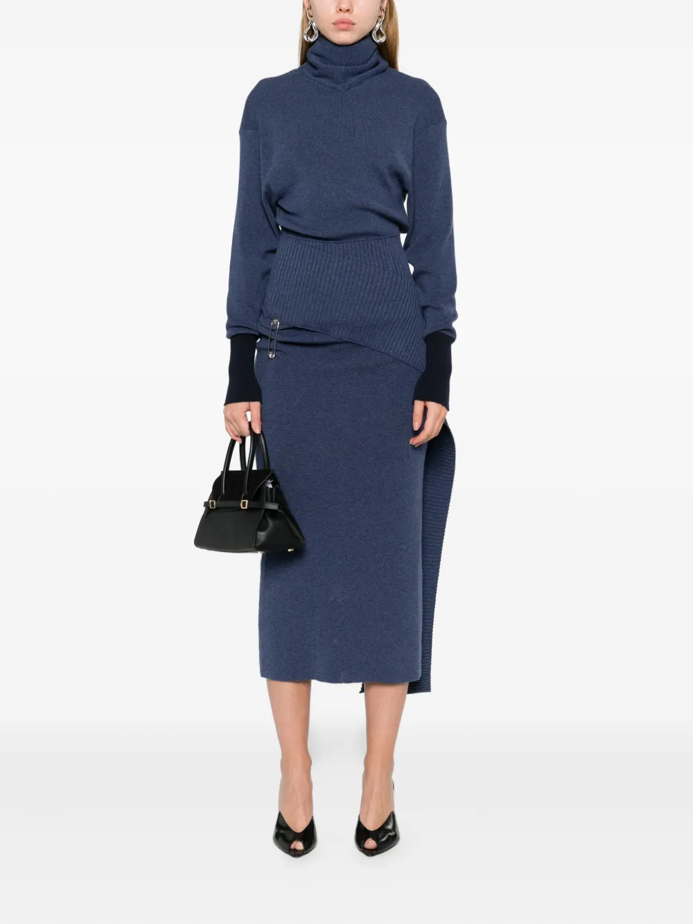 Lanvin Jurk met veiligheidsspeld en col - Blauw