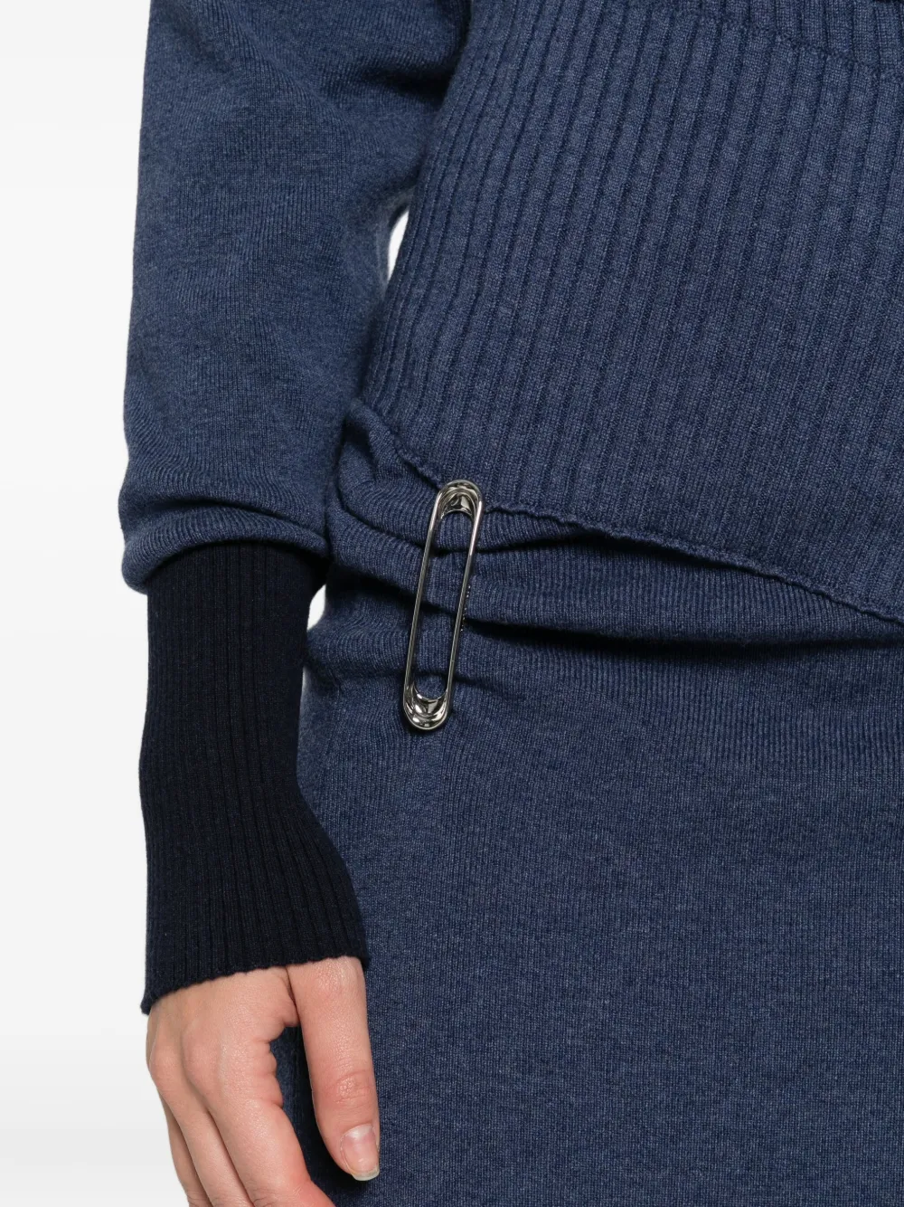 Lanvin Jurk met veiligheidsspeld en col Blauw