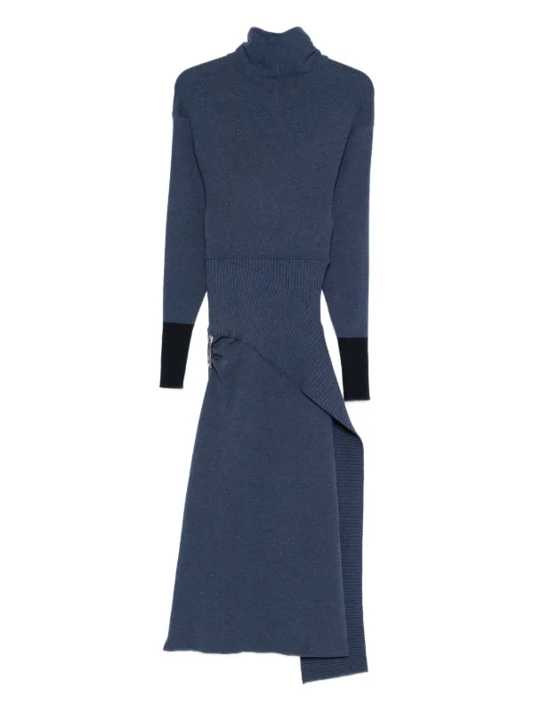 Lanvin Safety Pin-detail Roll-neck Dress in Blue