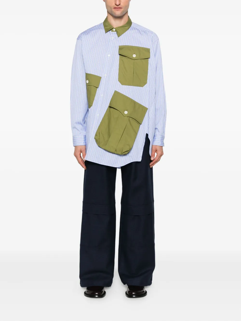 Comme des Garçons Homme Plus panelled shirt - Blauw