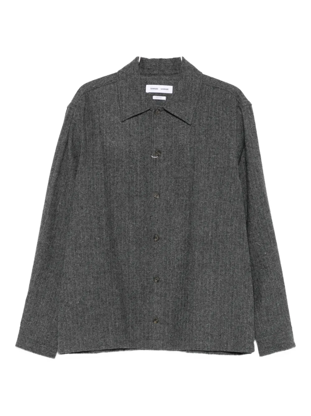Samsoe & Samsoe Button-down Long-sleeved Shirt In Gray