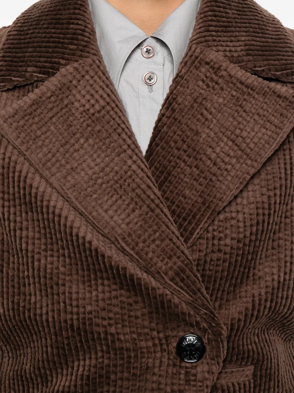Ganni Corduroy Buttoned Waistcoat In Brown