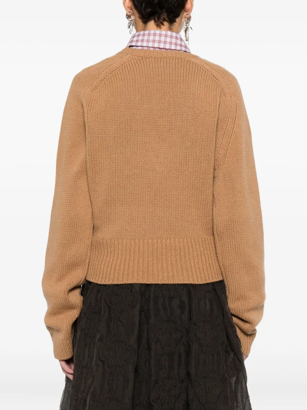 Ganni V-neck Wool Sweater In Brown