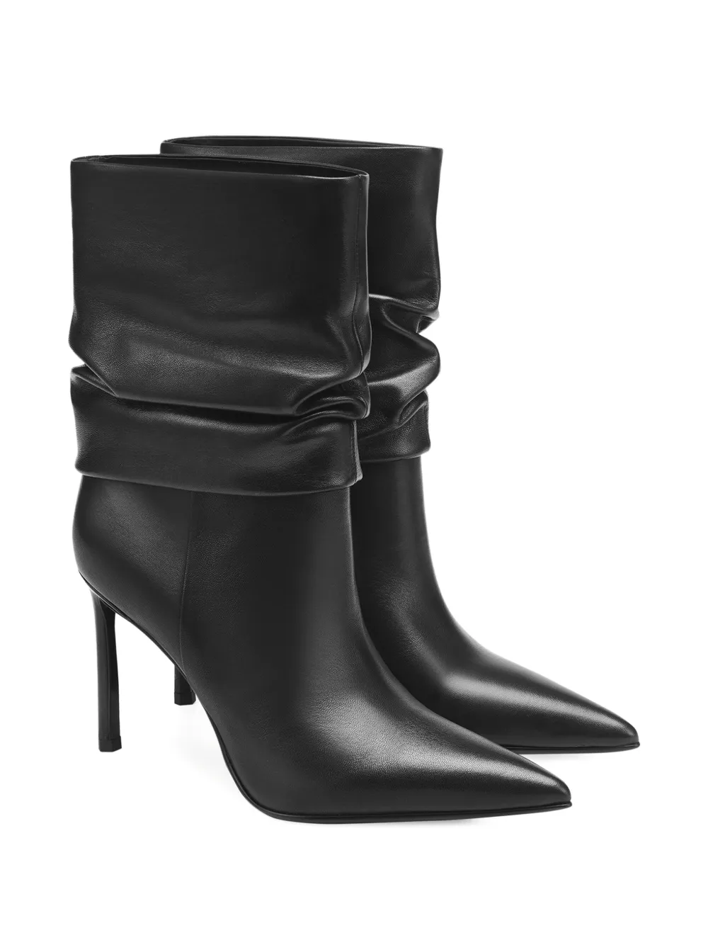 Potamy 70mm Ruched Leather Ankle Boots In Black