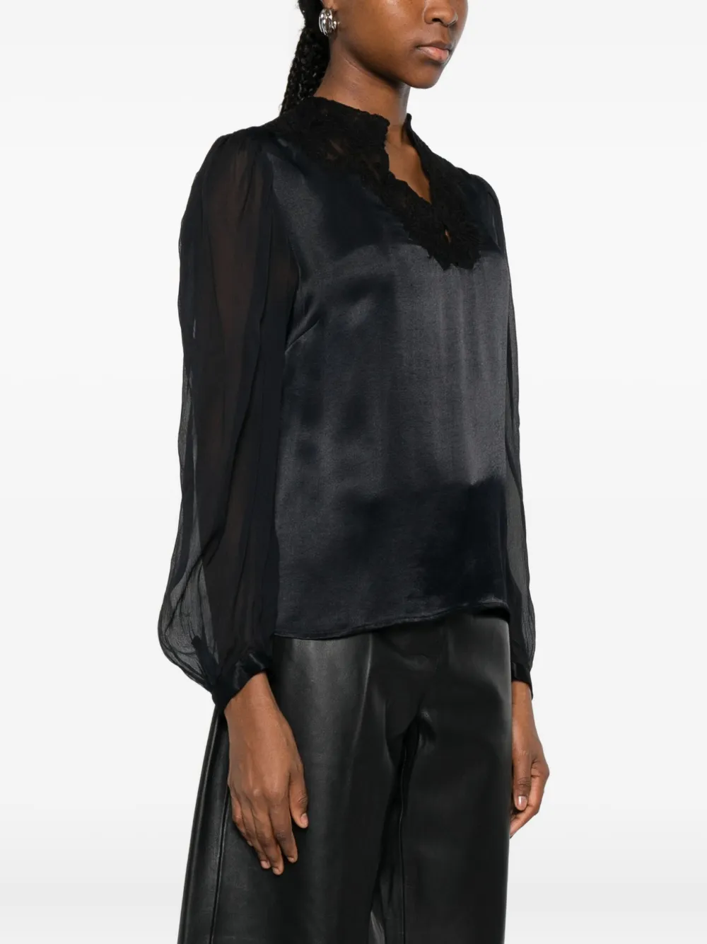 Twinset Lace-detail Blouse In Black