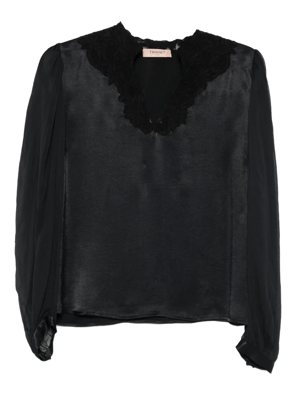 TWINSET blusa con ribete de encaje | negro | Image 1