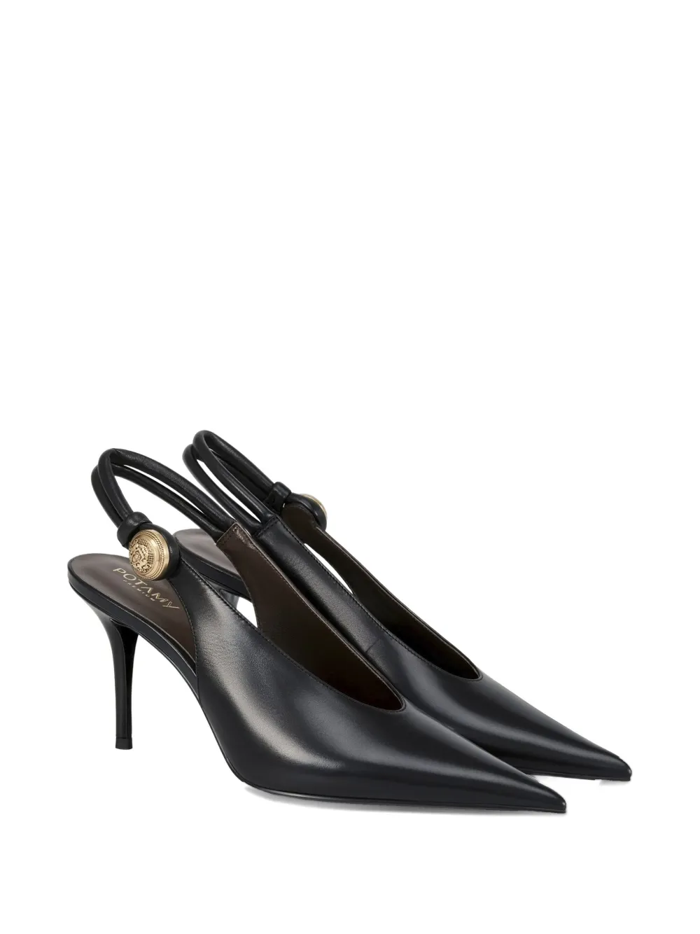 Potamy 100mm Leather Heeled Pumps In Black