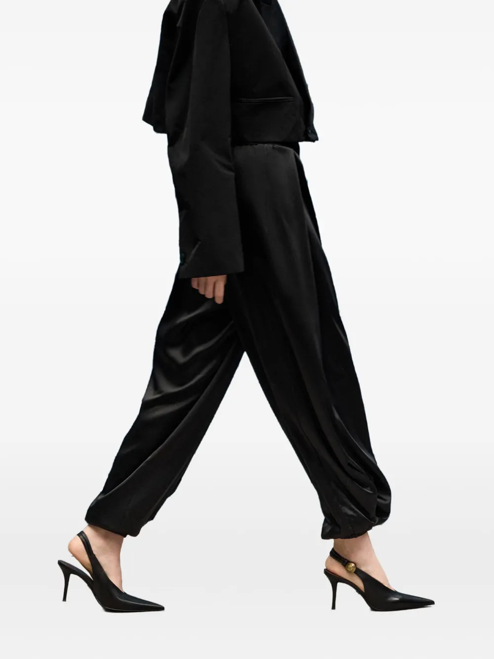 Potamy 100mm Leather Heeled Pumps In Black