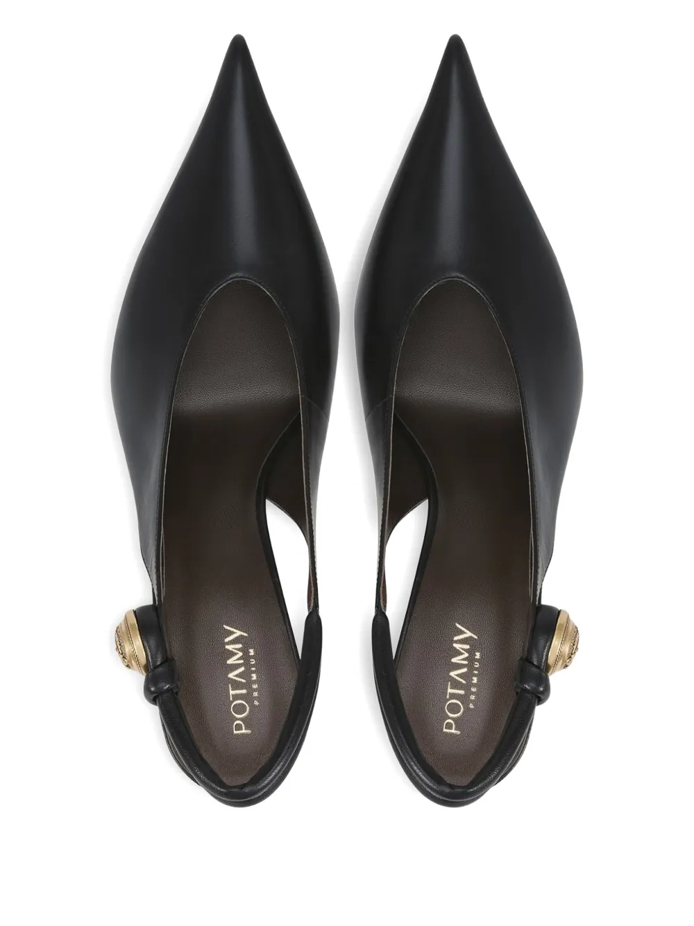 Potamy 100mm Leather Heeled Pumps In Black