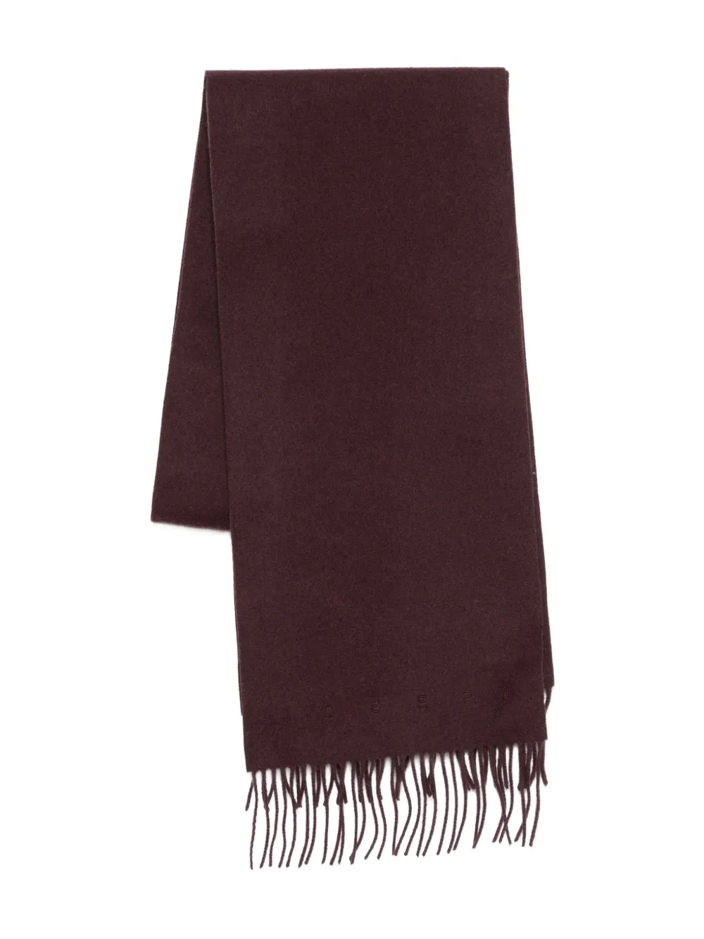Joseph Logo-embroidered Fringed Scarf In Burgundy