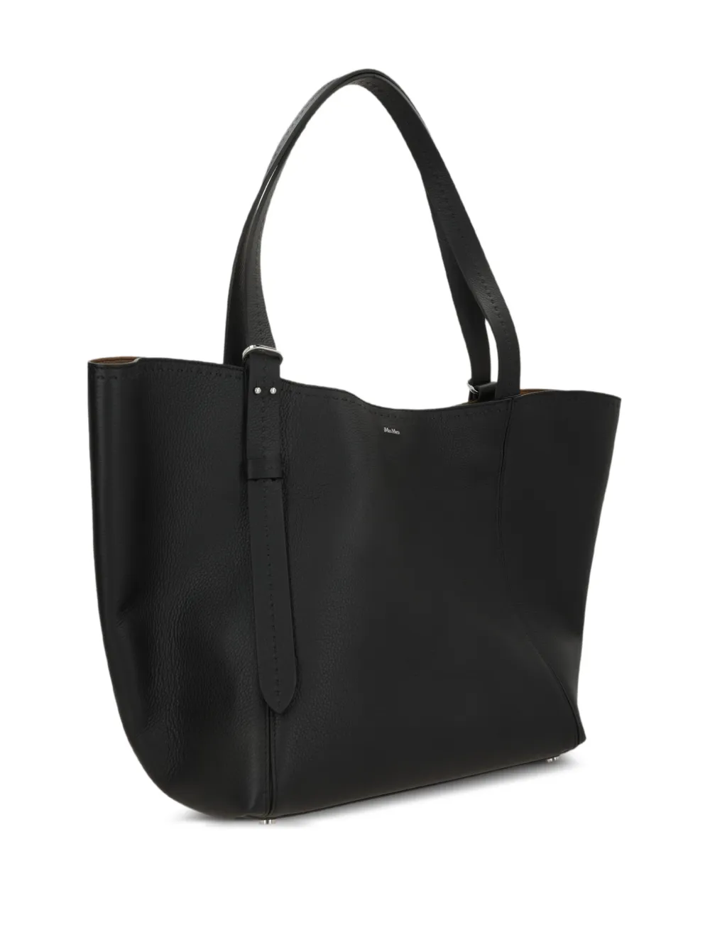  Max Mara Leather Strap Tote Bag - Black 